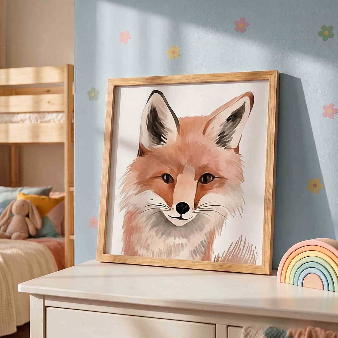 Vos portret – speelse wandkunst als vierkante kinderposter