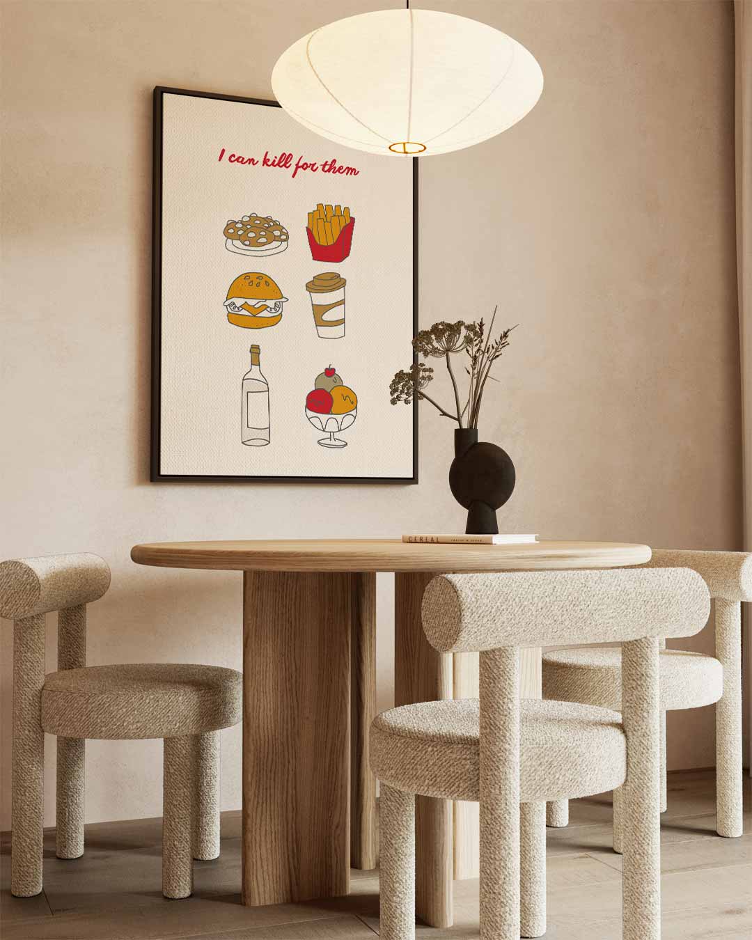 Fastfood Verlangen Illustratie – canvas wanddecoratie in portret formaat