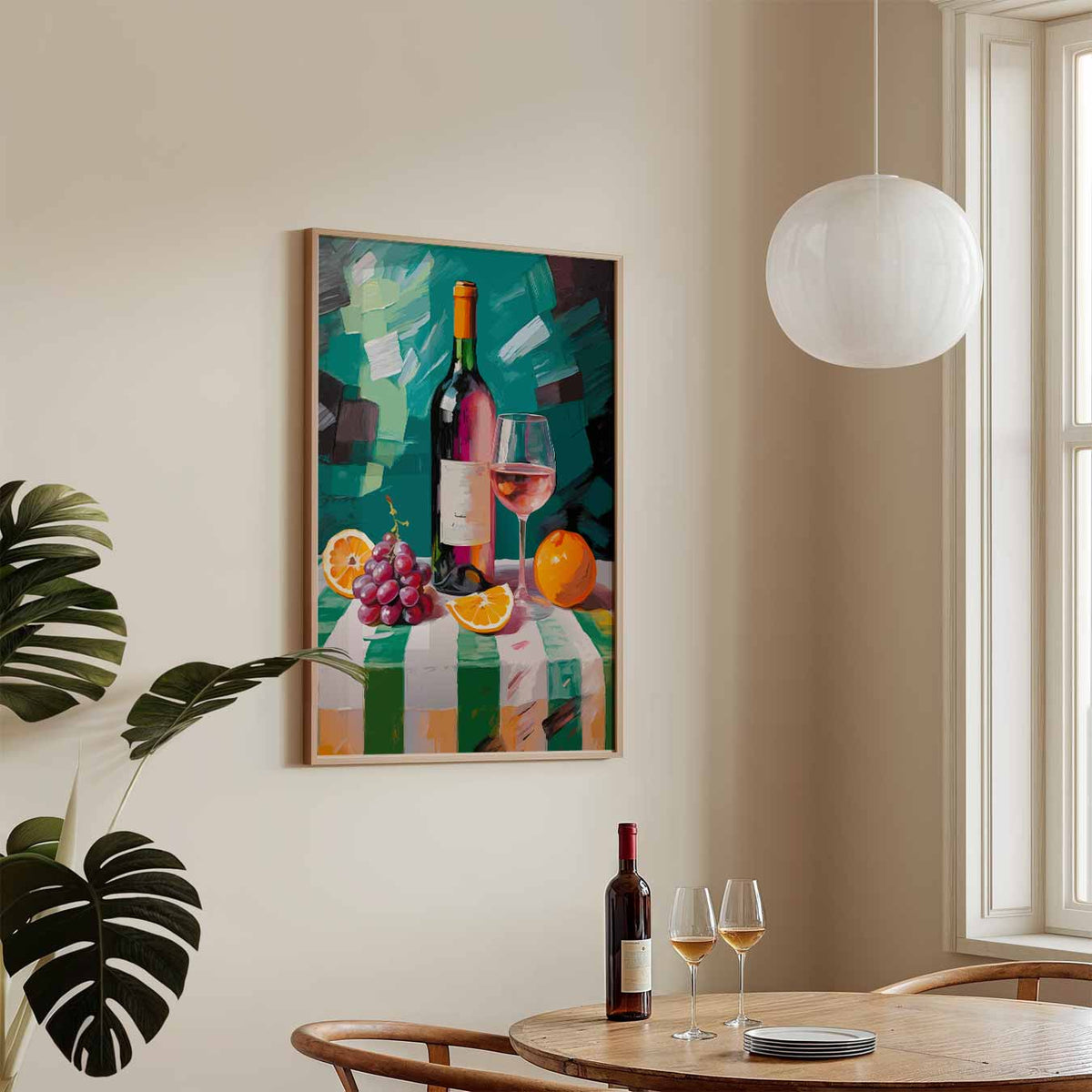 Stijlvolle Wijn en Vruchten – keukenposter in staand formaat