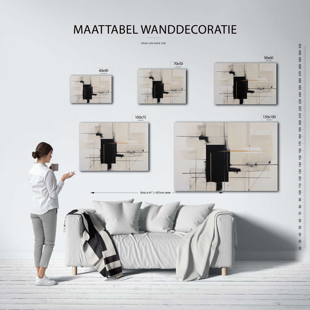 Geometrische lijnen – moderne liggende wandkunst