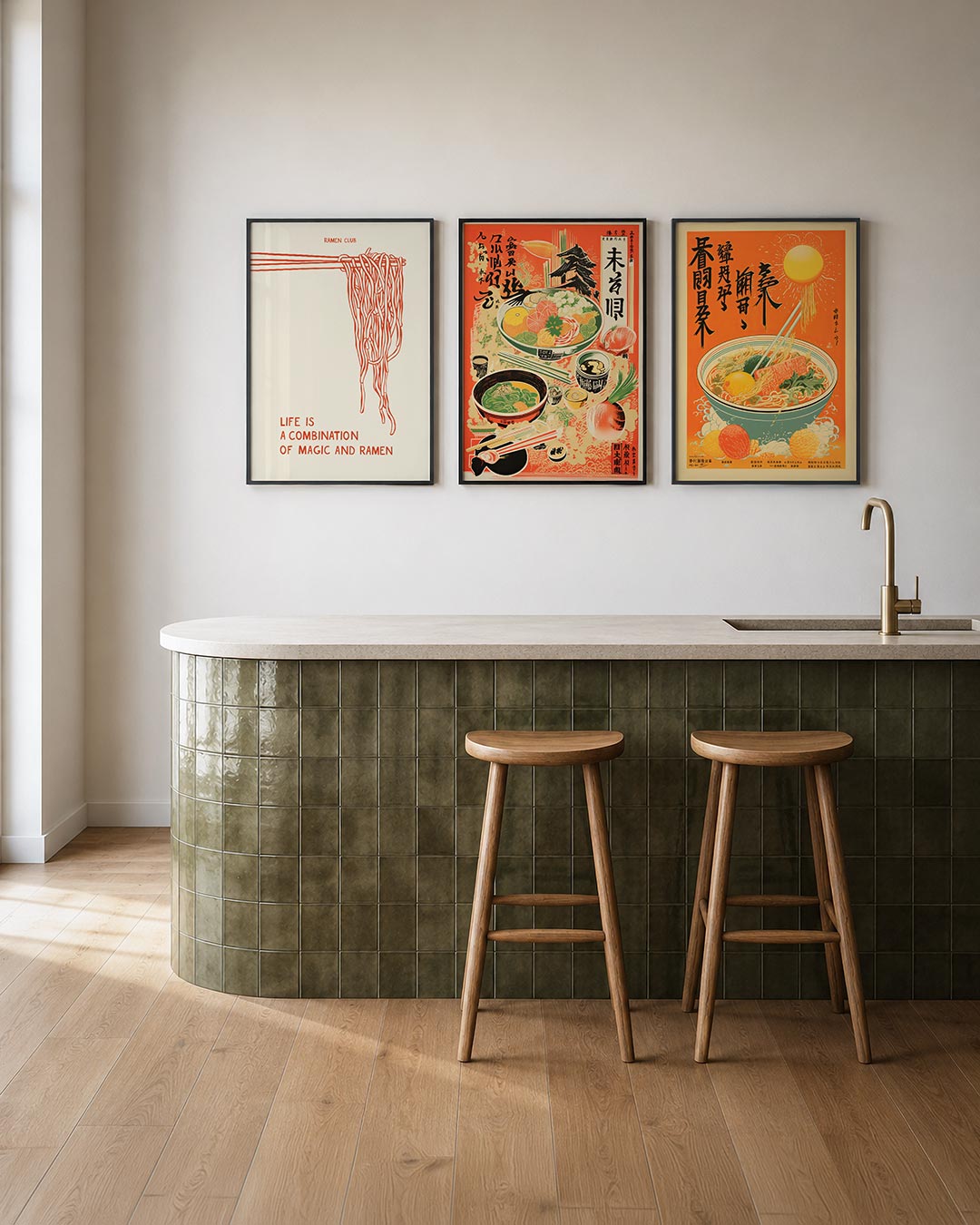 Noodle lijnen posterset – tweede productweergave – deze posterset toont een speels lijnenspel van oranje