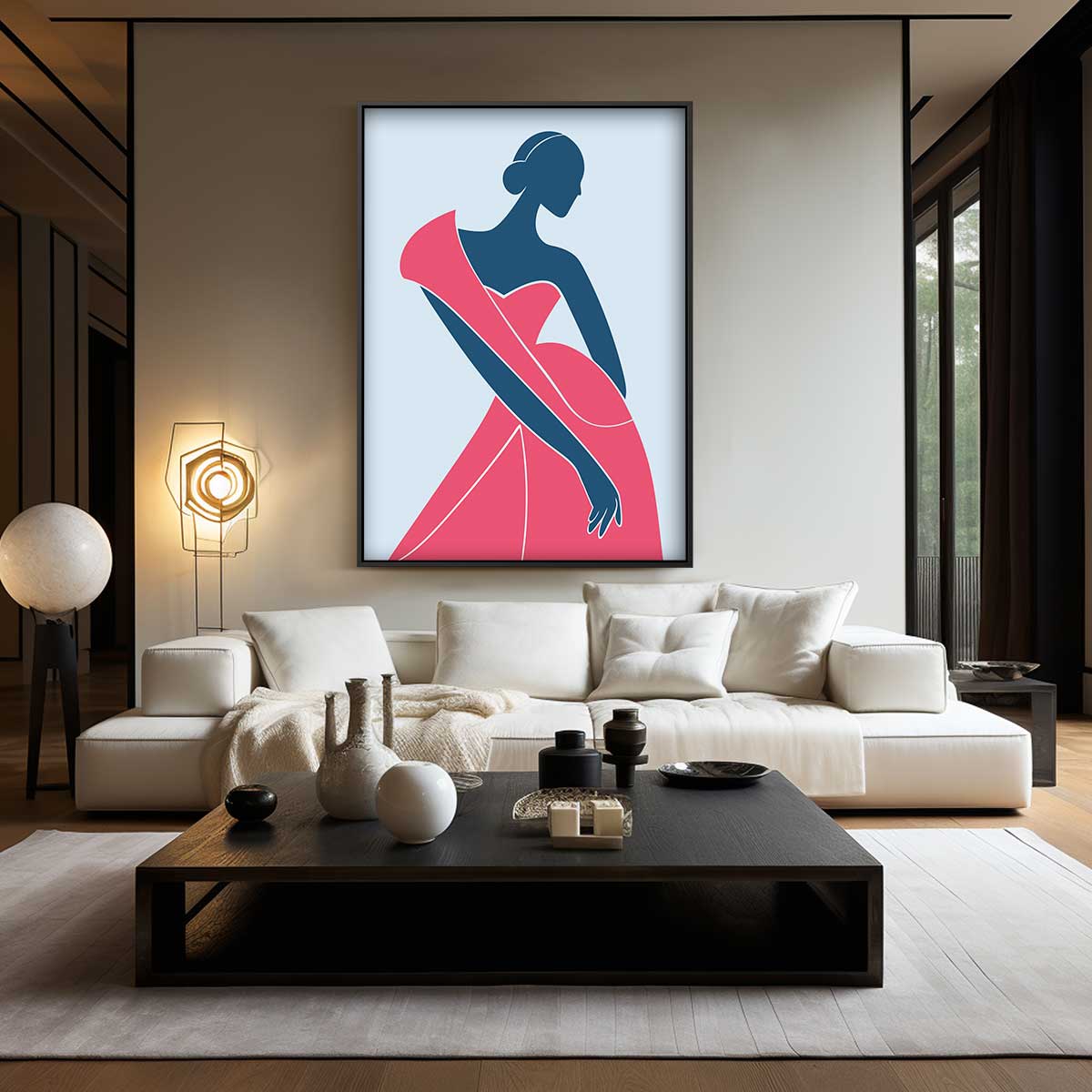 Elegante Dames Silhouet – kunstwerk met zwarte baklijst