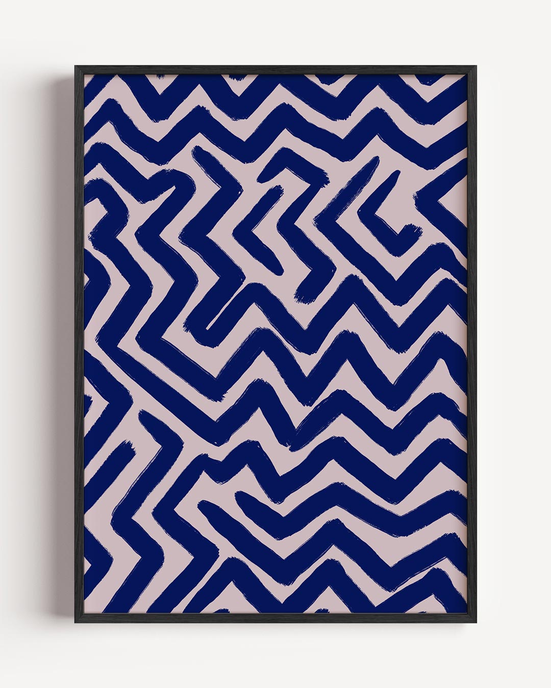 Zigzag Sfeerposter in Blauw – moderne portret poster als wanddecoratie