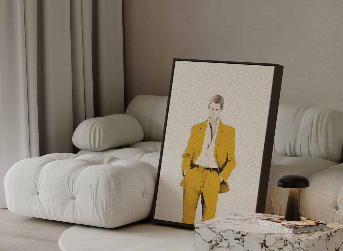 Elegante Stijl in Geel – portret kunstwerk als wanddecoratie, afbeelding 13