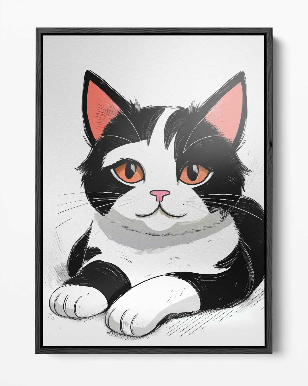 Schattige Kat Illustratie – portret kunstwerk als wanddecoratie