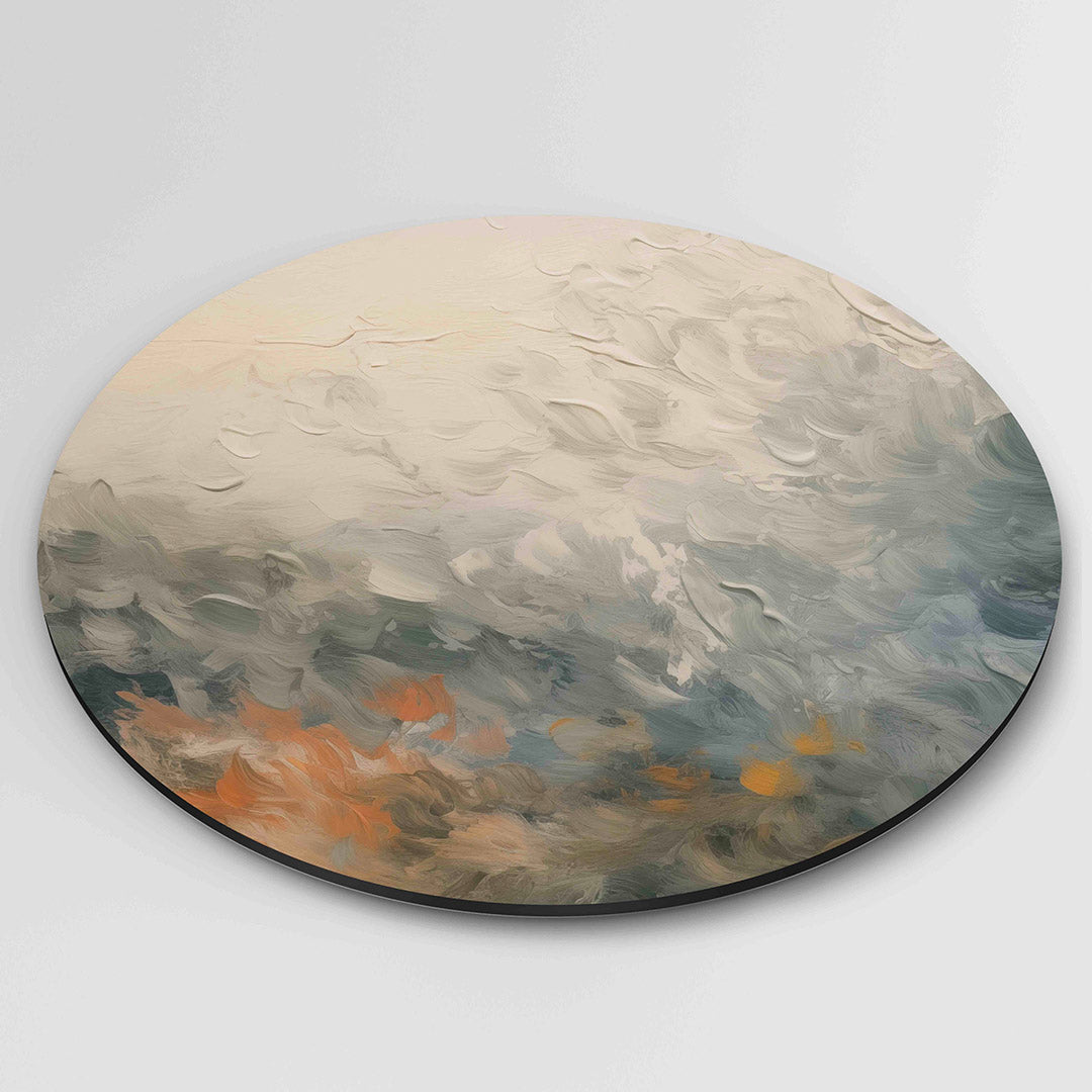 Abstracte wolken – ronde wanddecoratie met abstract ontwerp
