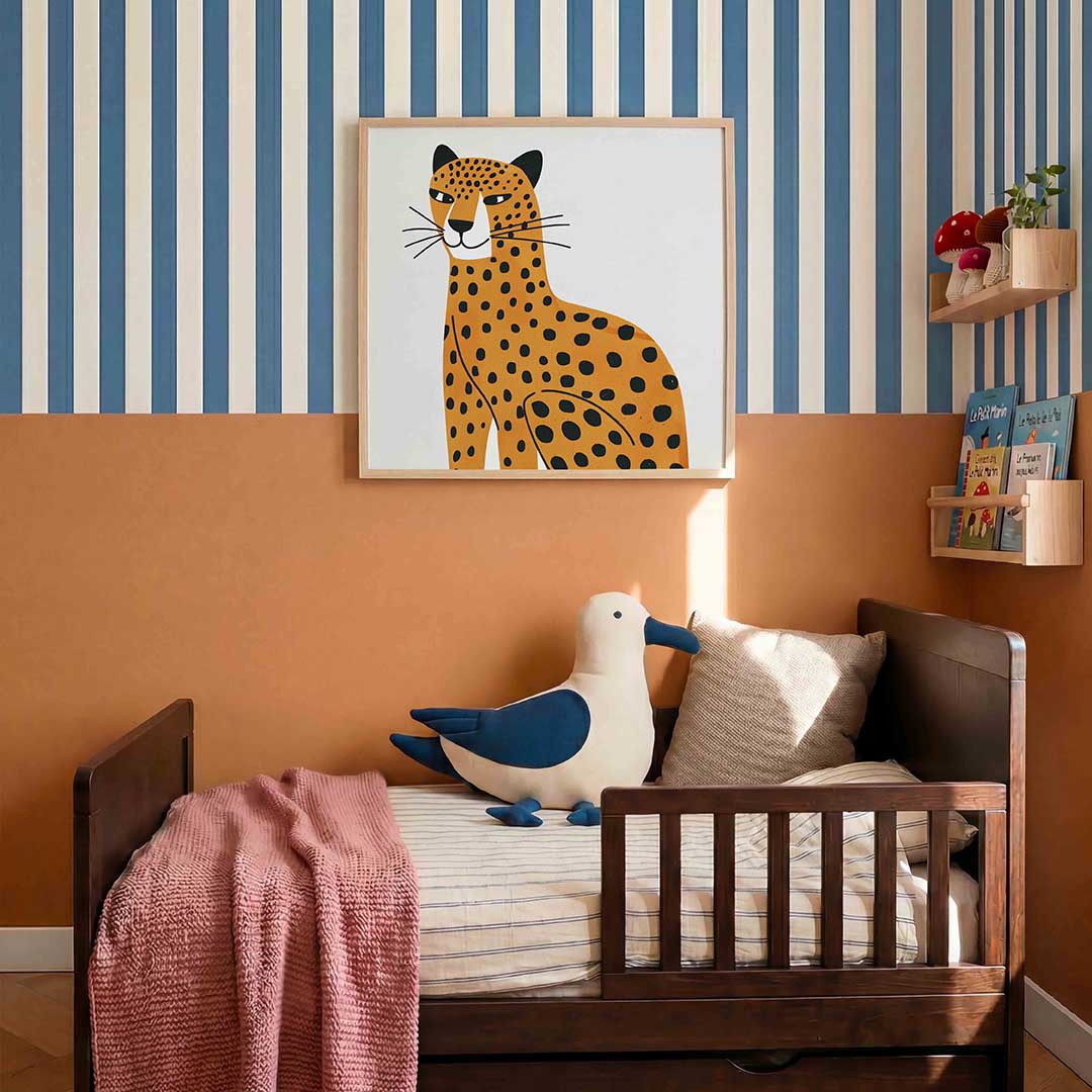 Luipaard illustratie – kids poster in vierkant formaat