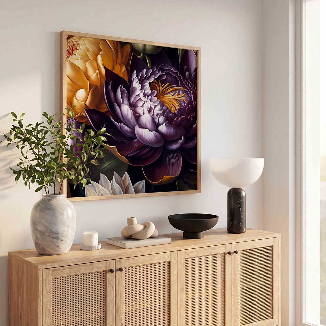 Bloemen in volle bloei – bloemen wandkunst als vierkante poster
