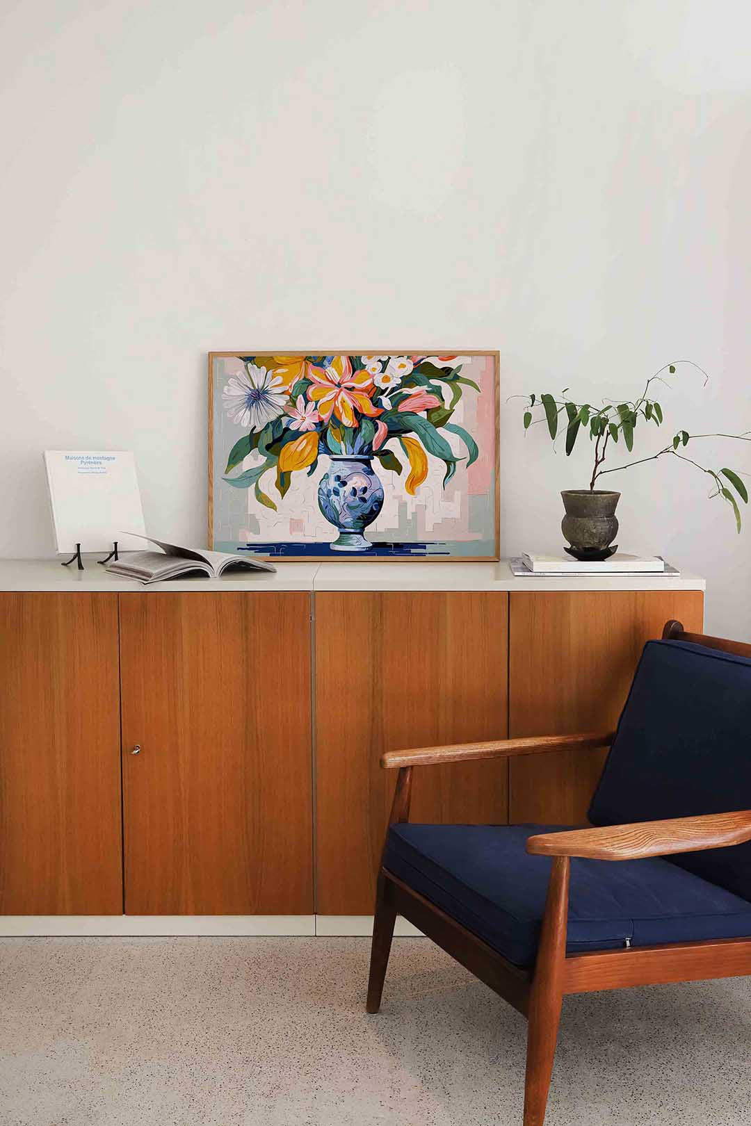 Bloemen in vaas – liggende bloemen wanddecoratie van WallArtistic