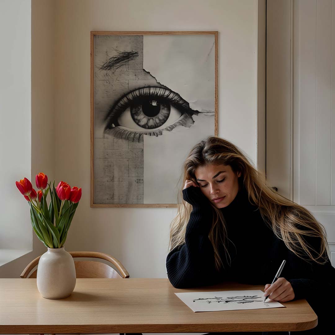 Intrigerende Oogposter – staande muurposter met abstracte vormen
