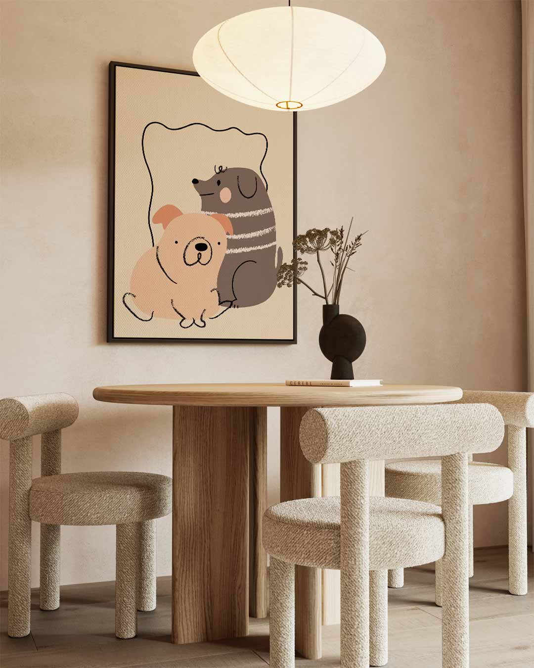 Schattige Honden Vrienden Illustratie – staand kunstwerk voor modern interieur