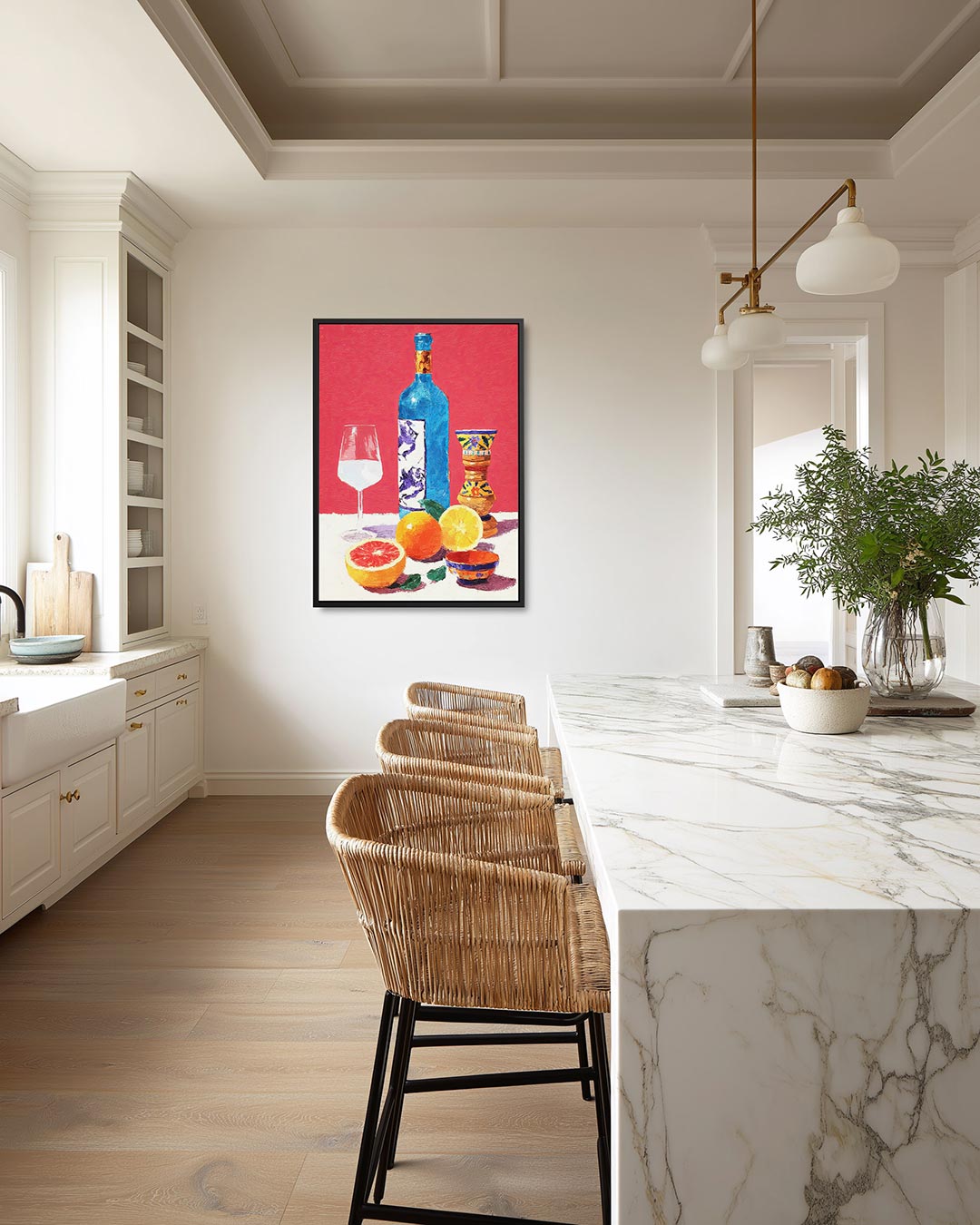 Sinaasappels in schaal – staand wanddecoratie kunstwerk