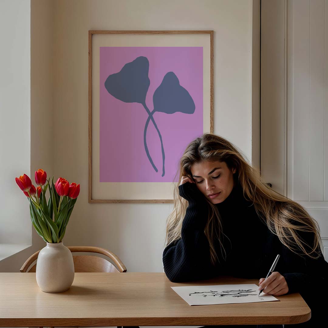 Botanische Schildering in Stijlvol Paars – bloemen poster in staand formaat