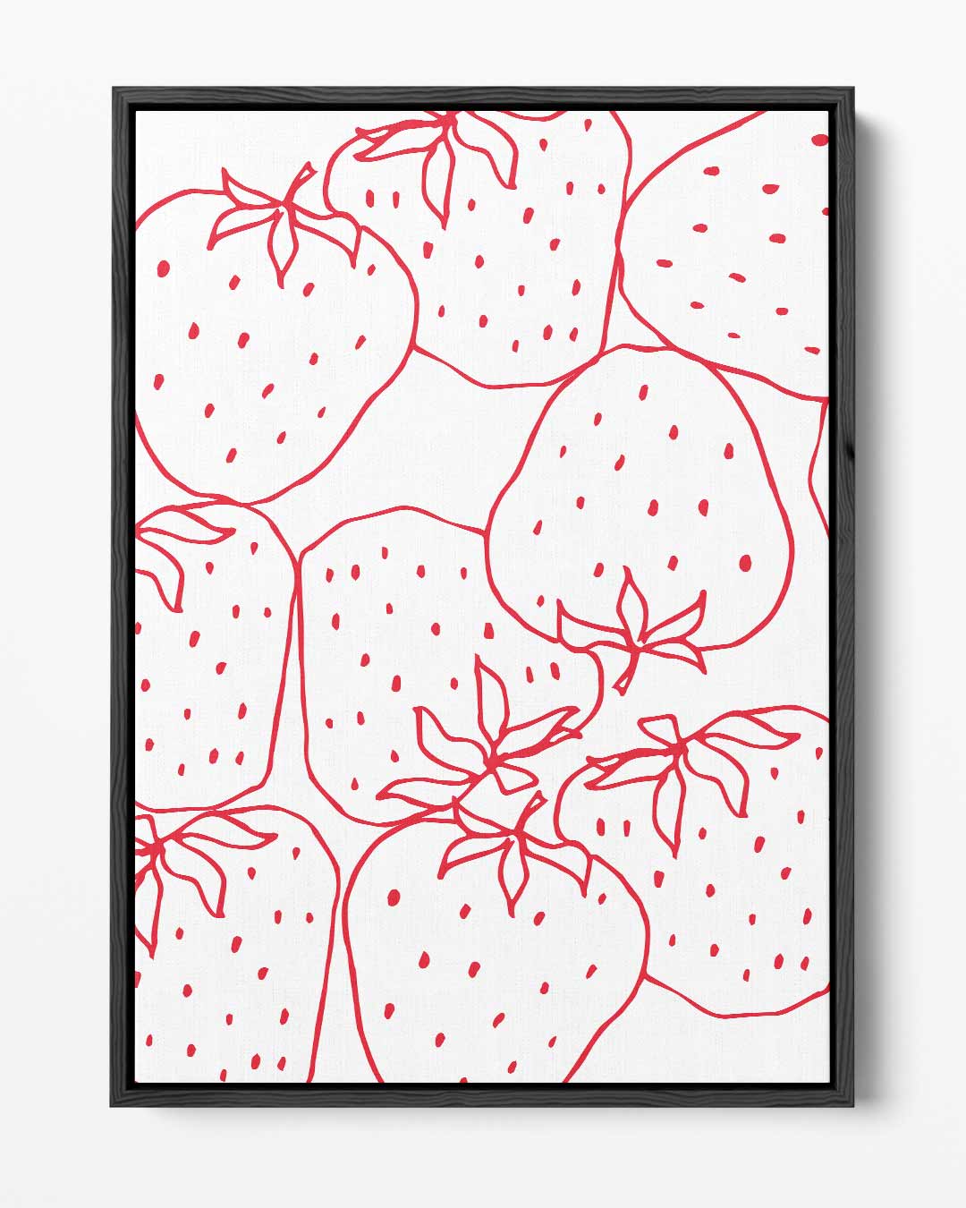 Speelse Aardbeien Illustratie – portret kunstwerk als wanddecoratie