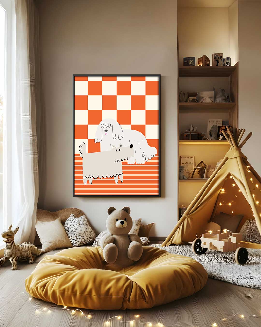 Gezellige Honden Serenade – modern portret kunstwerk van WallArtistic