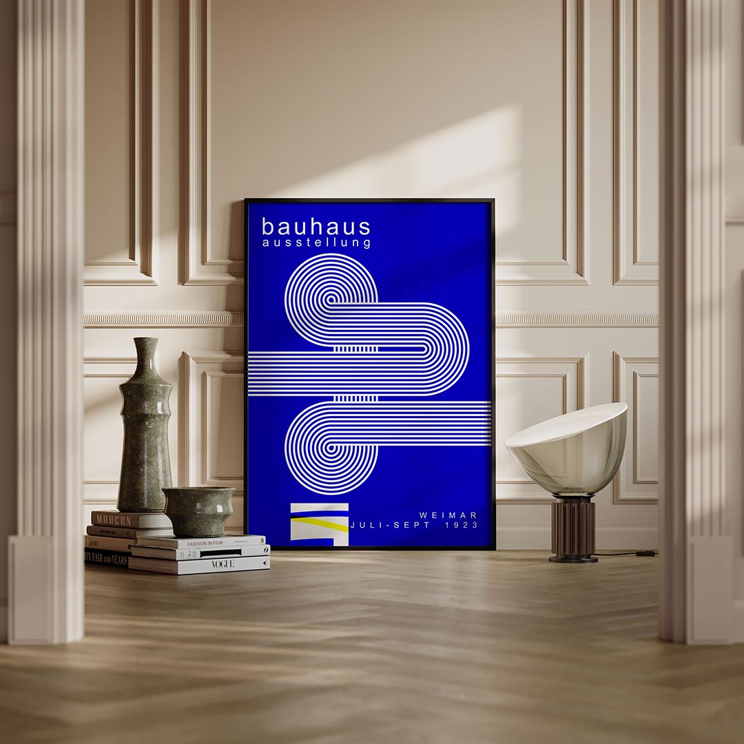 Lijnen en cirkelpatronen – moderne Bauhaus wandkunst als poster