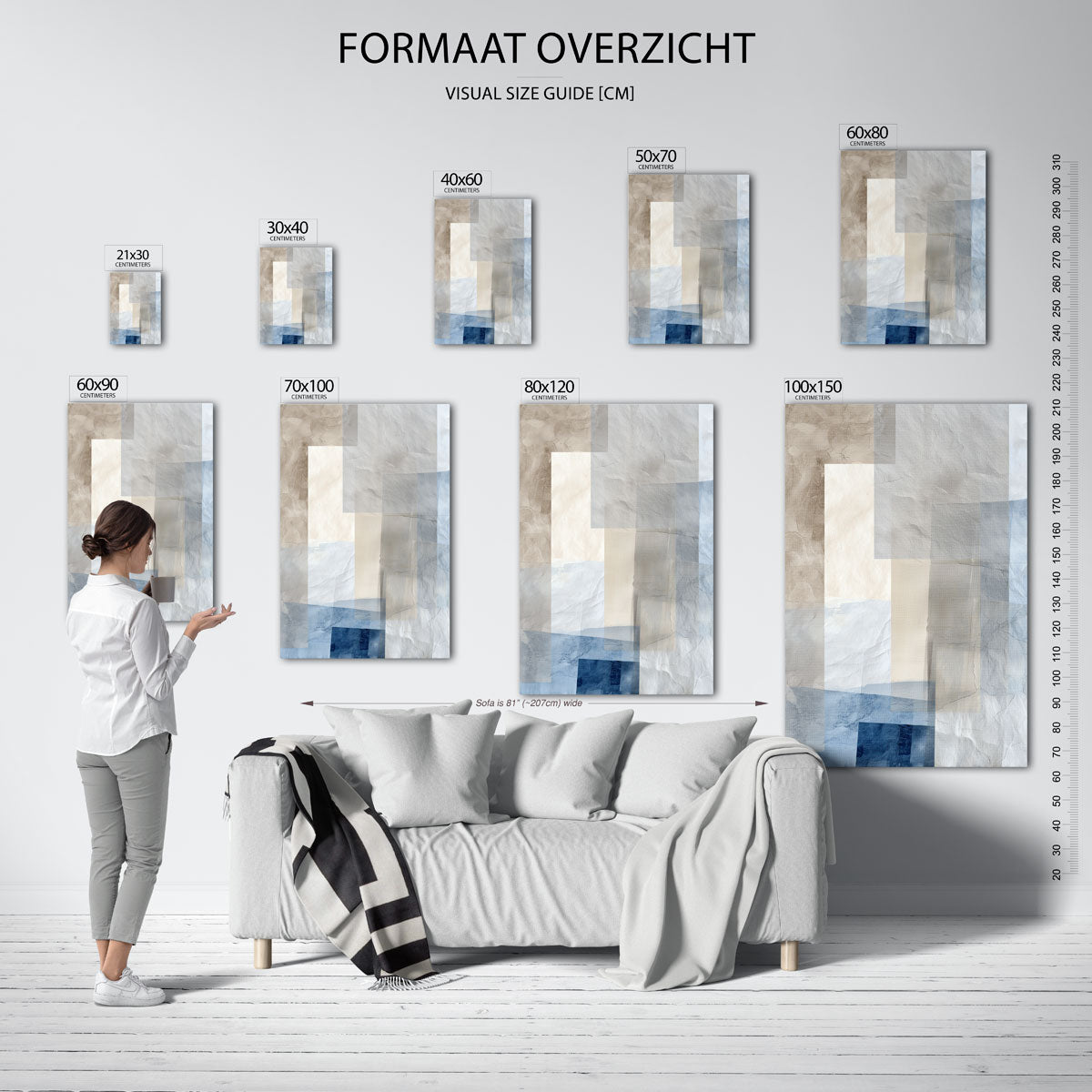 Abstracte lagen – staande muurposter met abstracte vormen