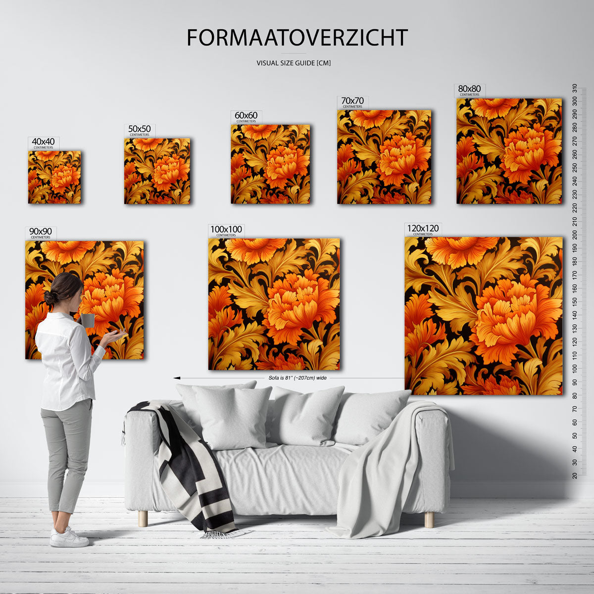 Bloemmotief – vierkante muurposter in William Morris stijl