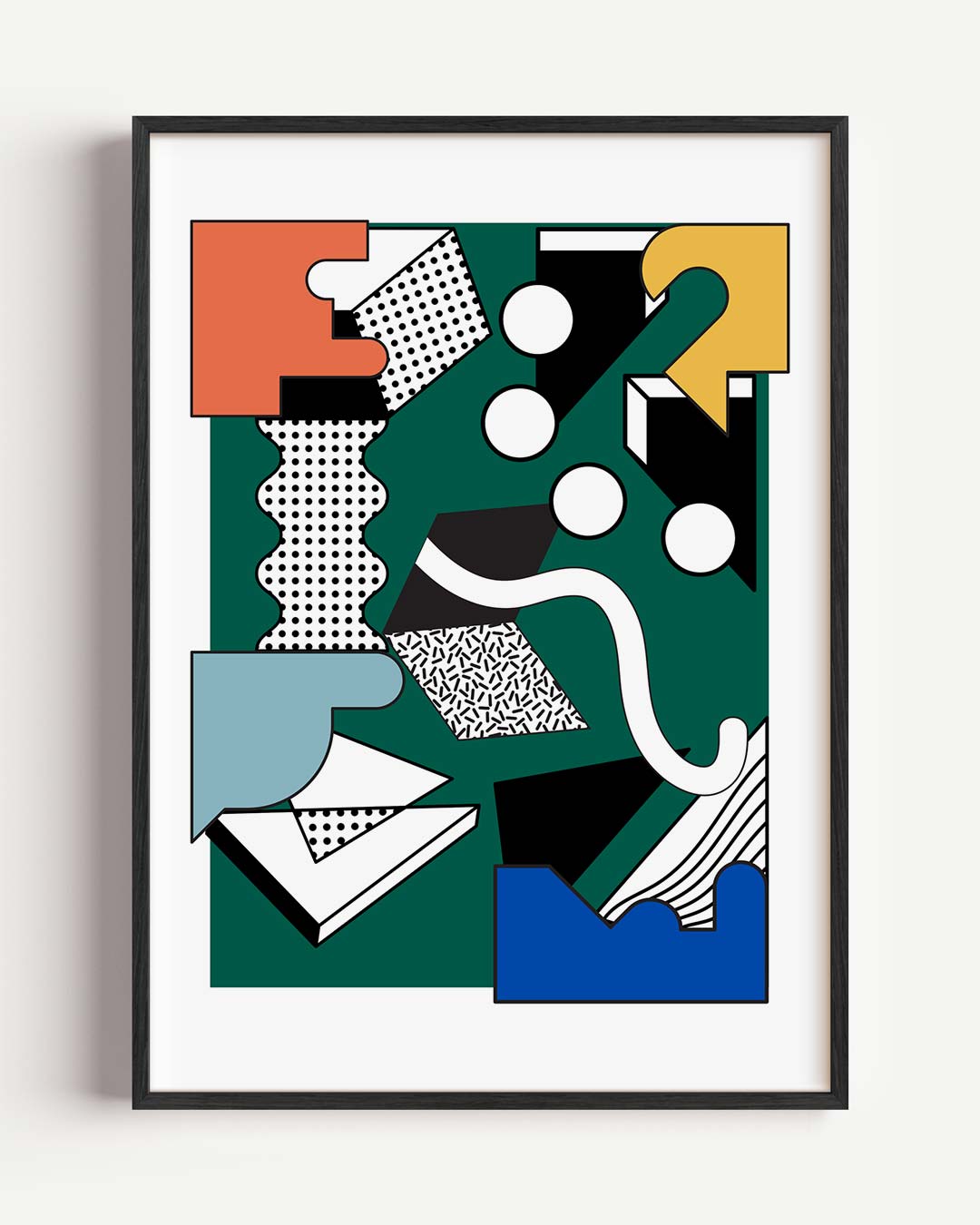 Retro Abstracte Geometrische – kleurrijke abstracte portret poster als wanddecoratie