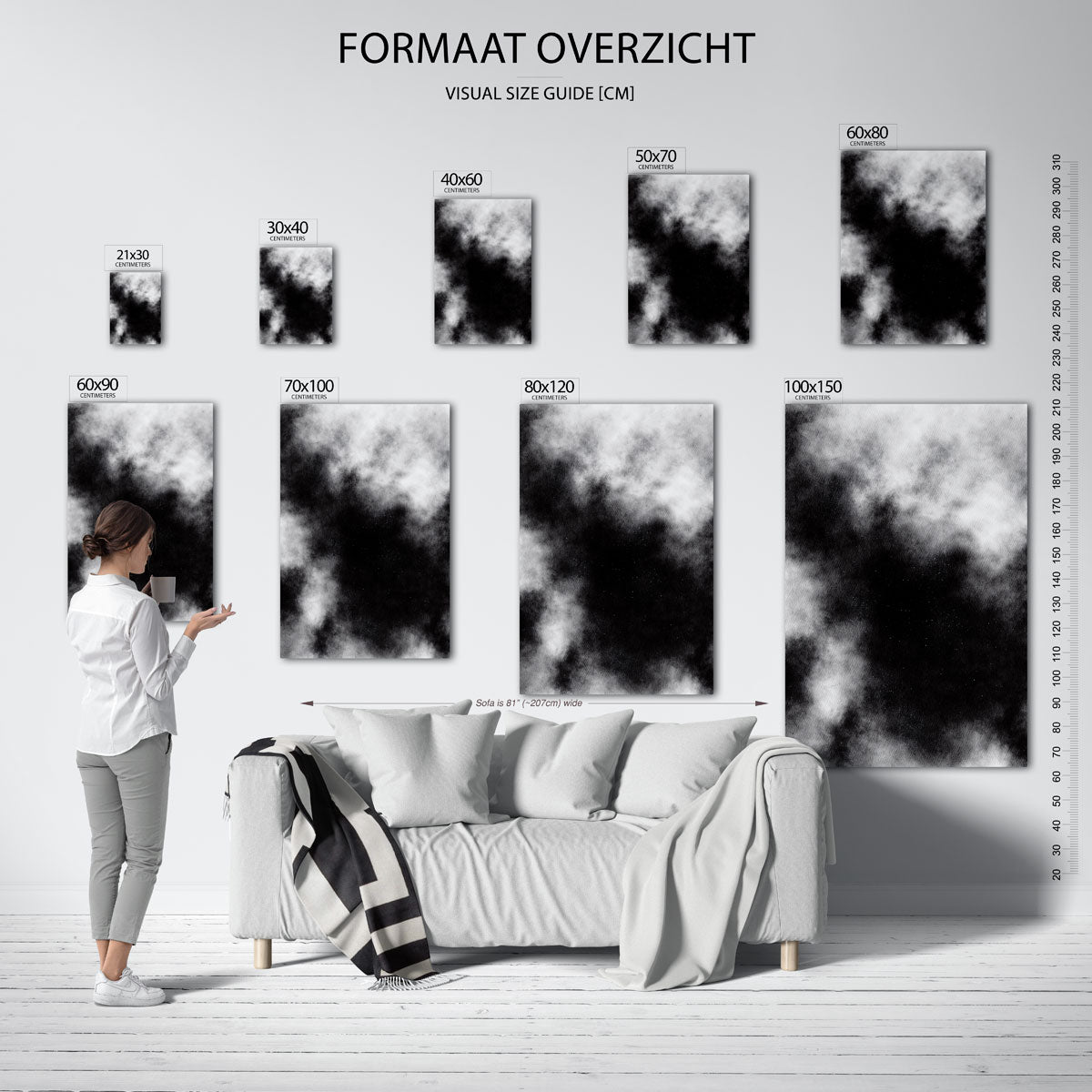 Abstracte wolken – staande muurposter met zachte abstracte vormen