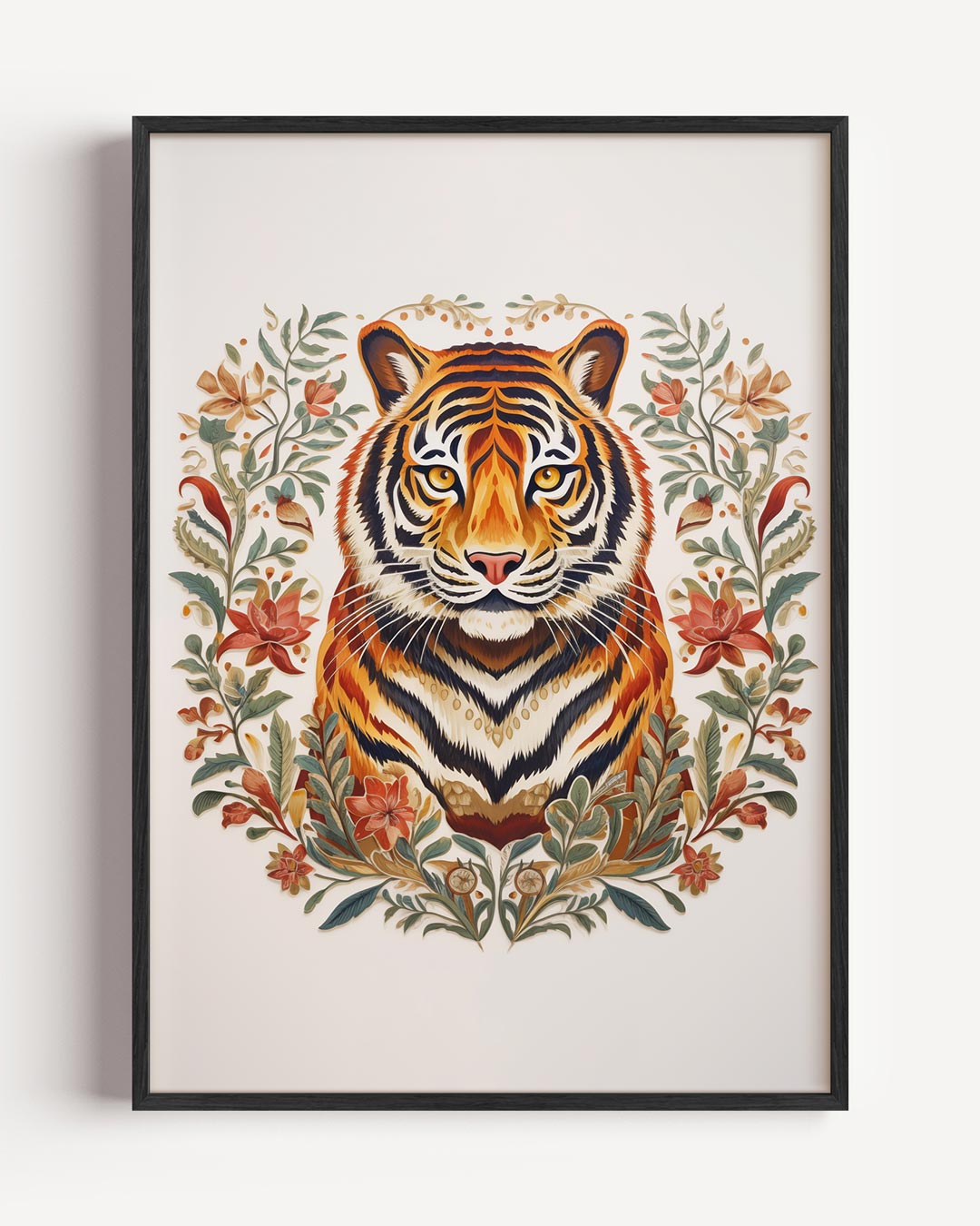 Elegante Tijger Bloem – dieren portret poster als wanddecoratie