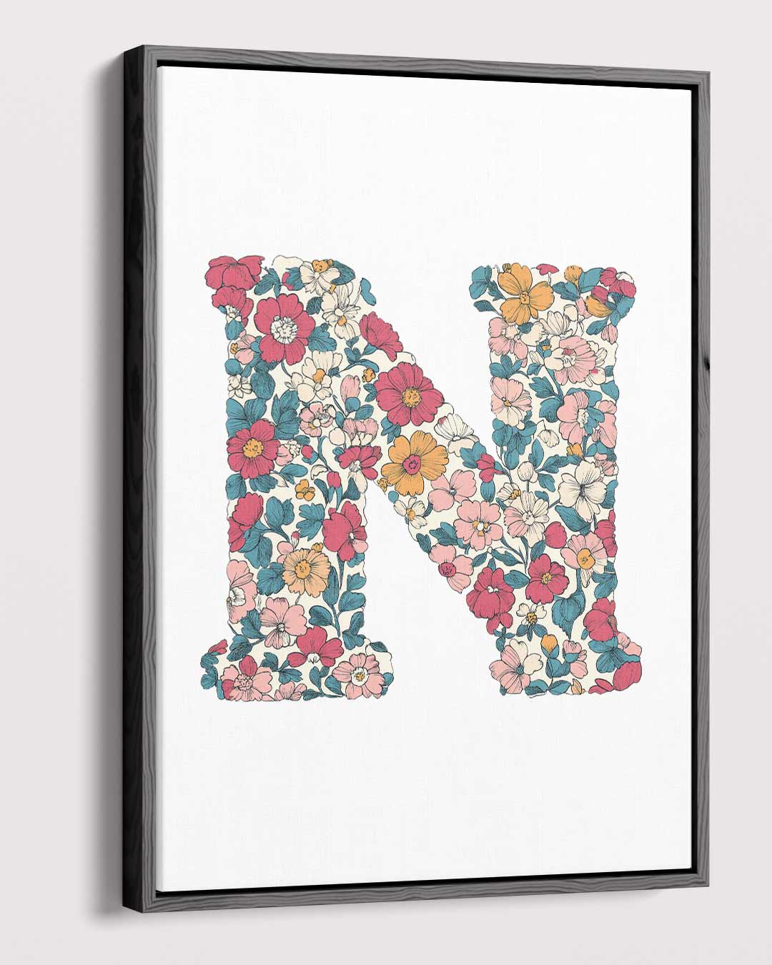 Bloemen Monogram N – plexiglas wanddecoratie in portret formaat