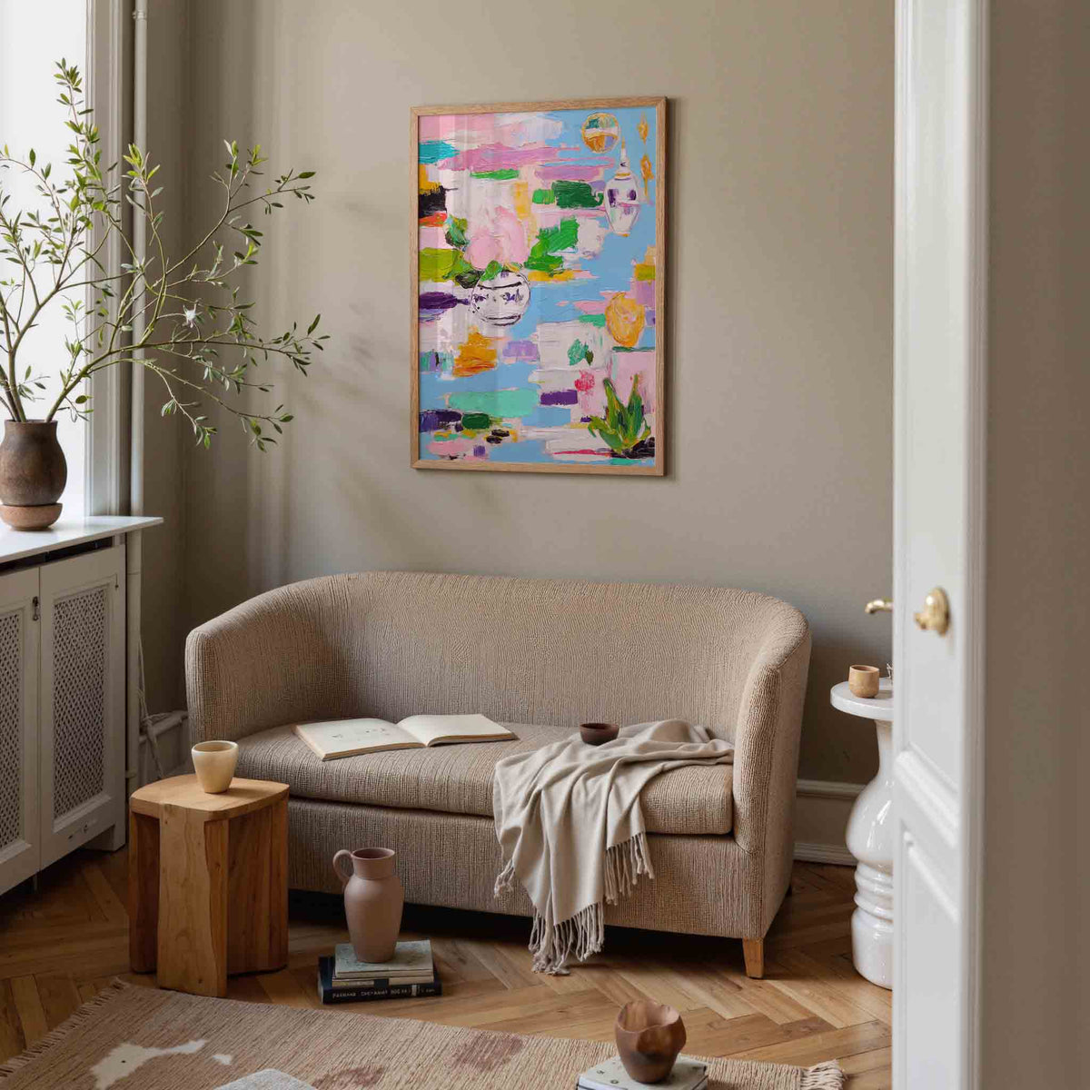 Bloem en vaas – illustratie poster in staand formaat