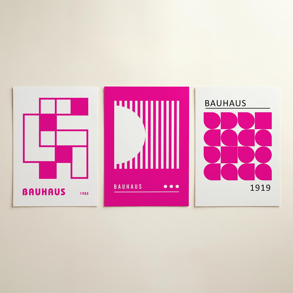 Vormen en vlakken driedelige posterset in interieur