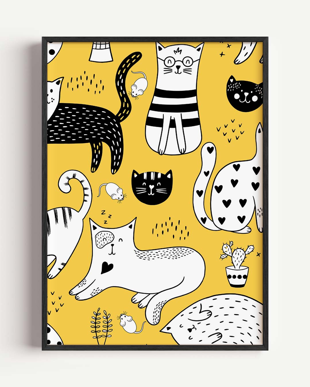 Speelse Katten en Muisjes – dieren portret poster als wanddecoratie