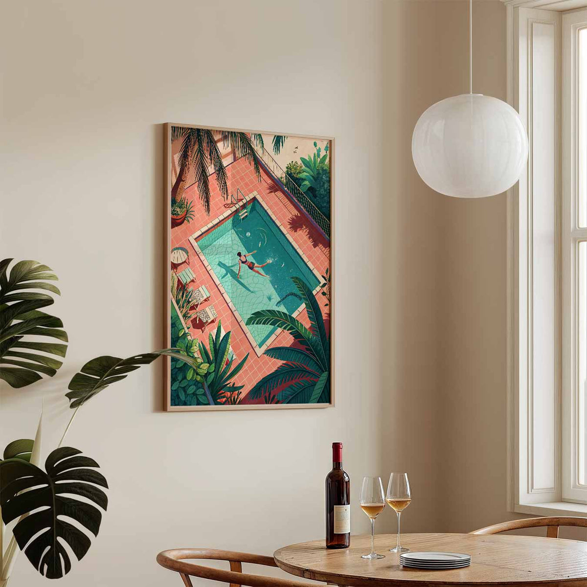 Zwembad Illustratie – zomerse wandkunst als portret poster