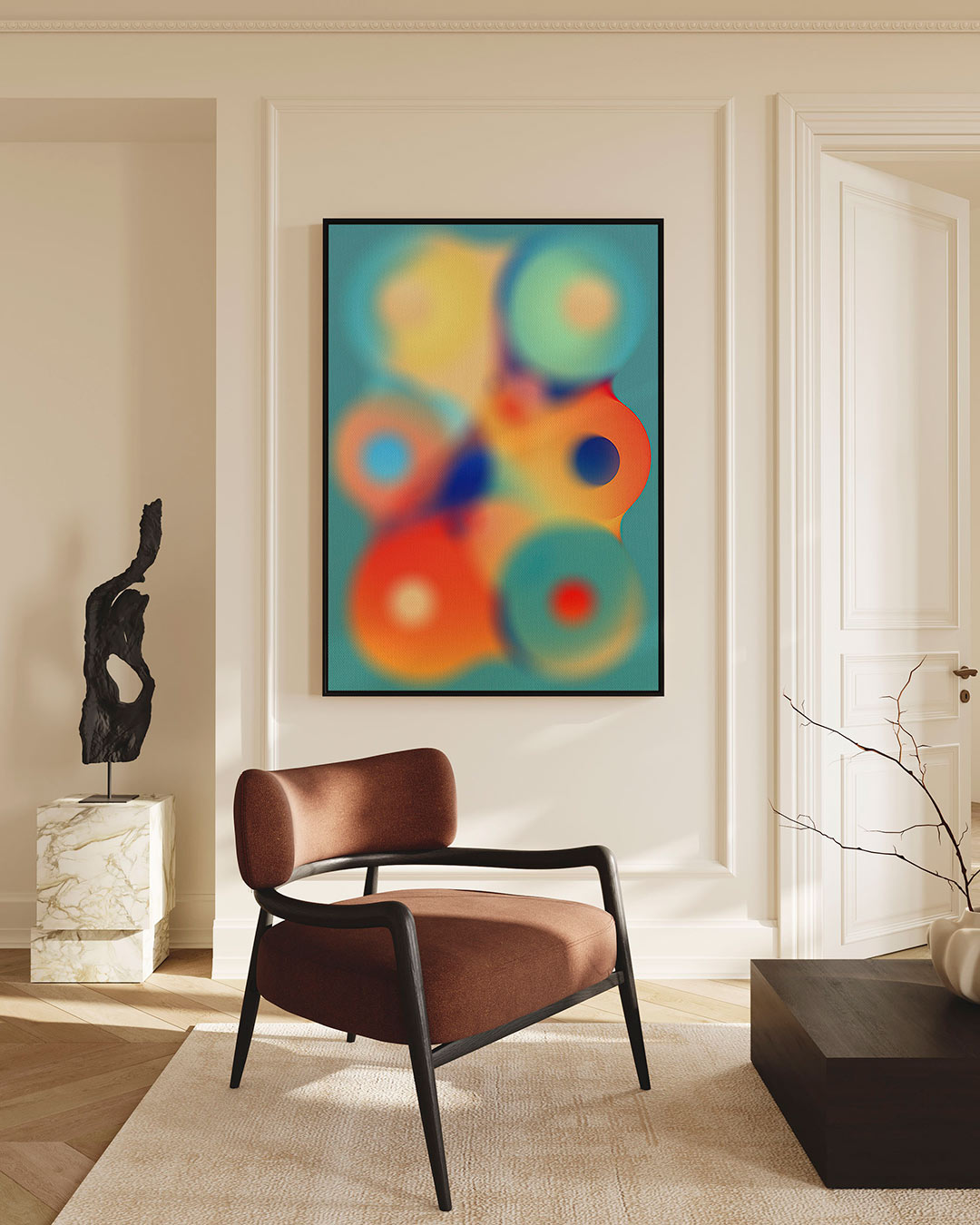 Vloeiende kleurencompositie – Dynamisch – staande wanddecoratie