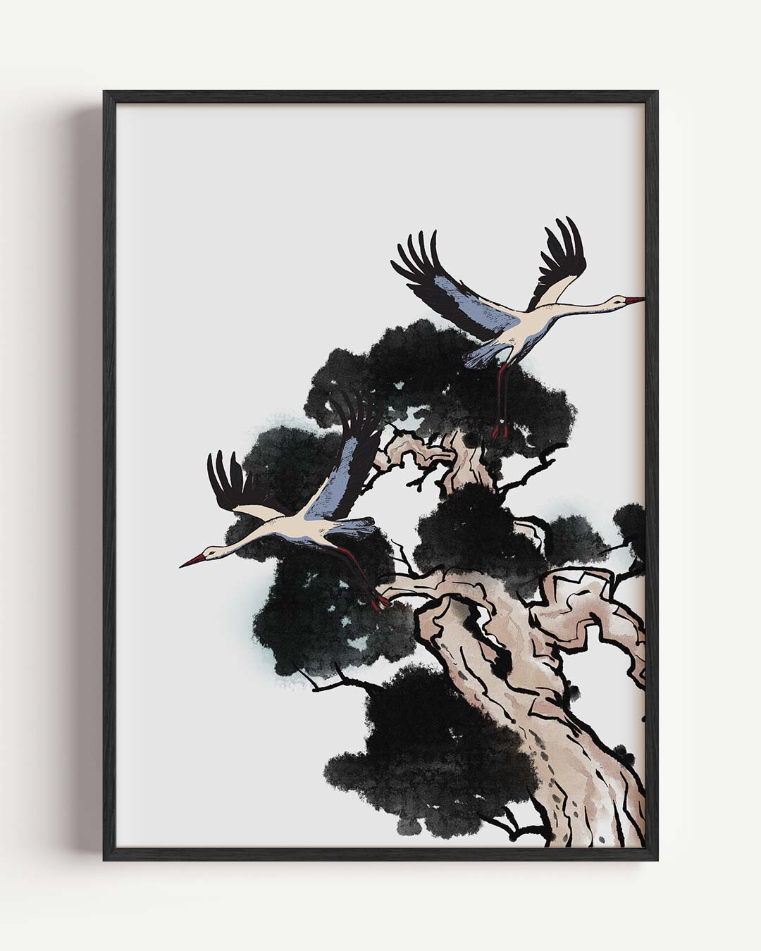 Kraanvogels in de Boom – zomer portret poster als wanddecoratie