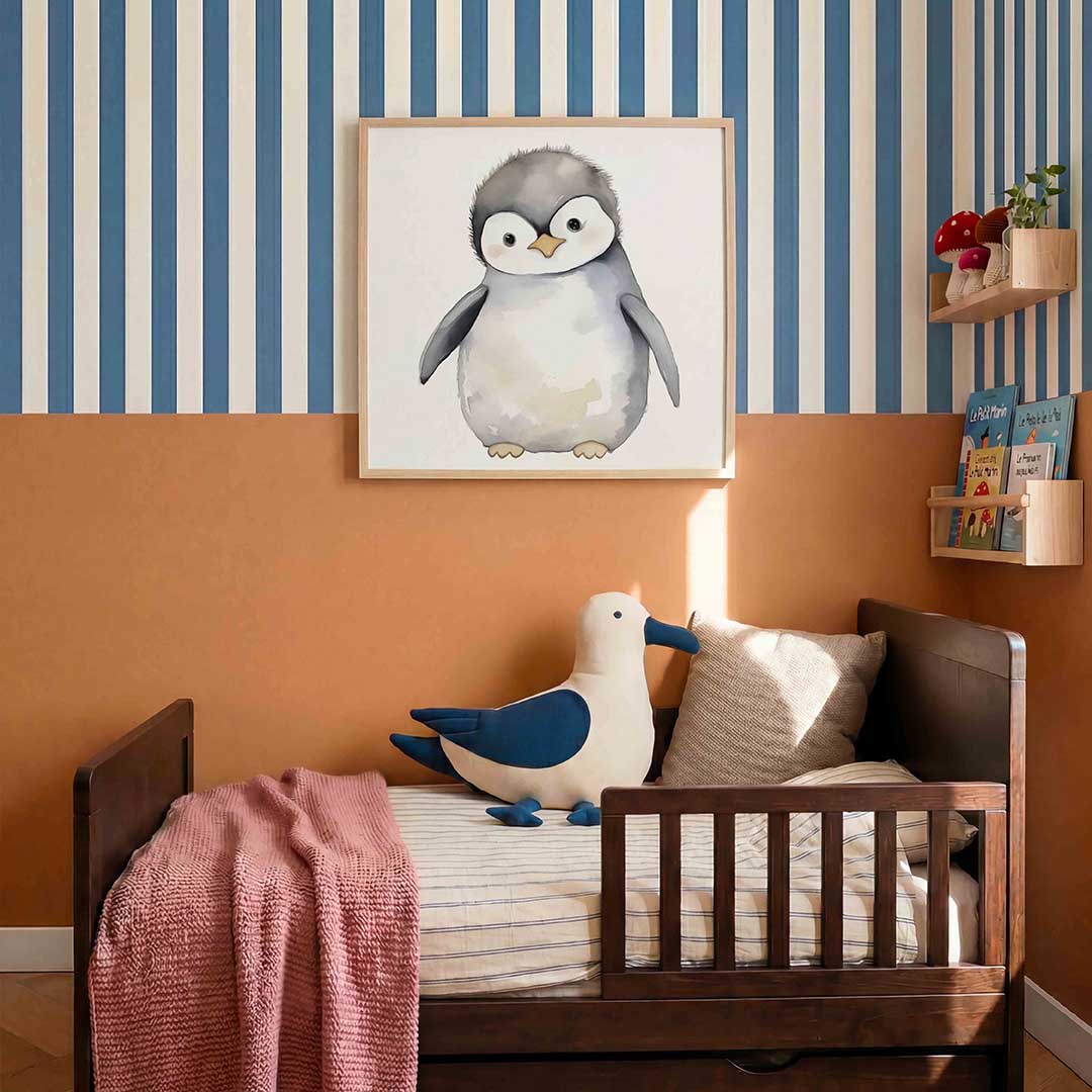 Schattige pinguïn – kids poster in vierkant formaat