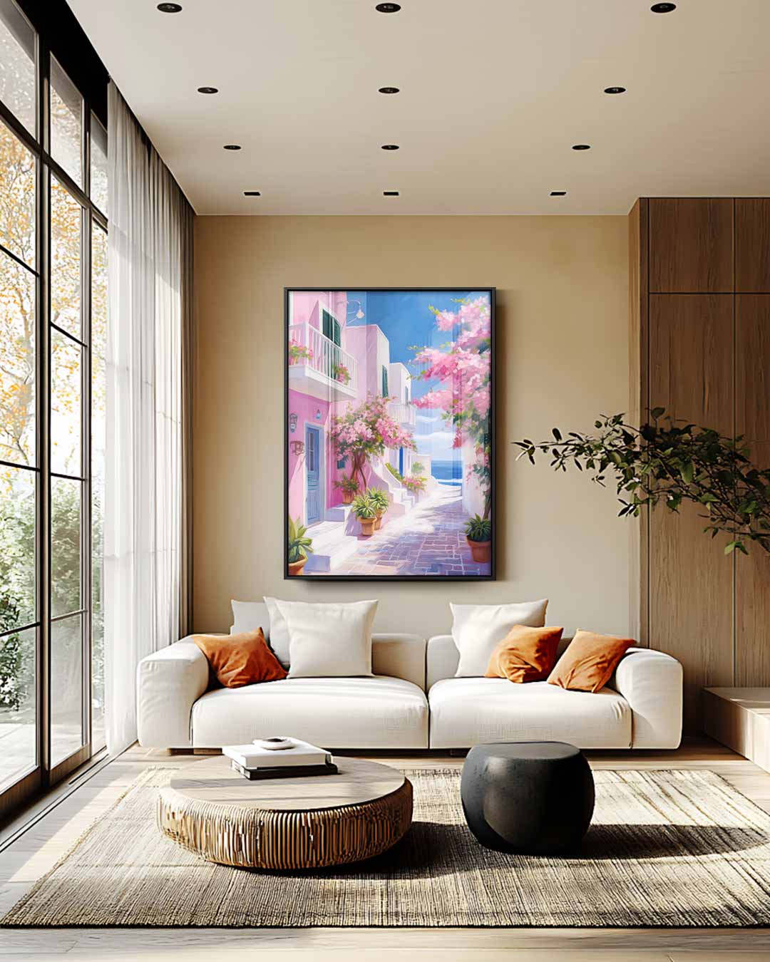 Zonovergoten Straatje – modern portret kunstwerk van WallArtistic