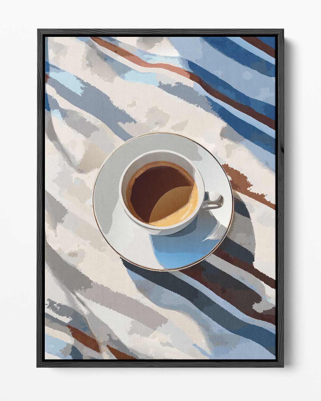 Koffiepauze in de Zon – portret kunstwerk als wanddecoratie