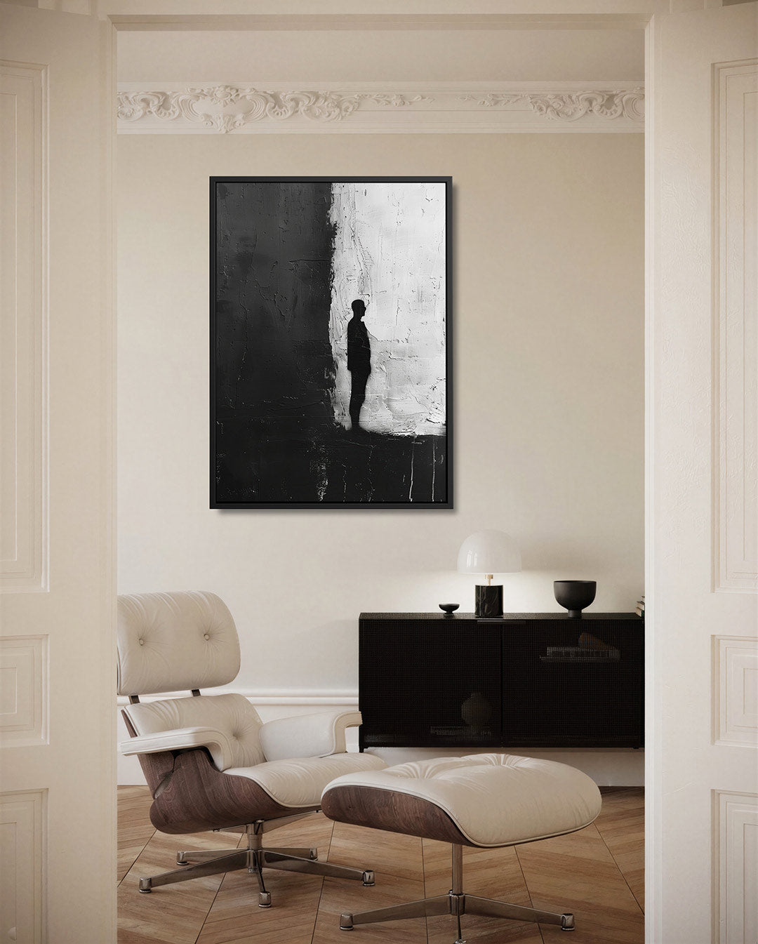 Silhouet contrast – moderne staande wandkunst
