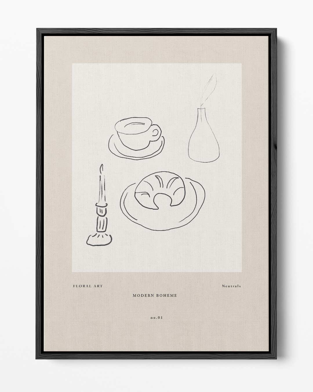 Minimalistische Franse Ontbijtillustratie – portret kunstwerk als wanddecoratie