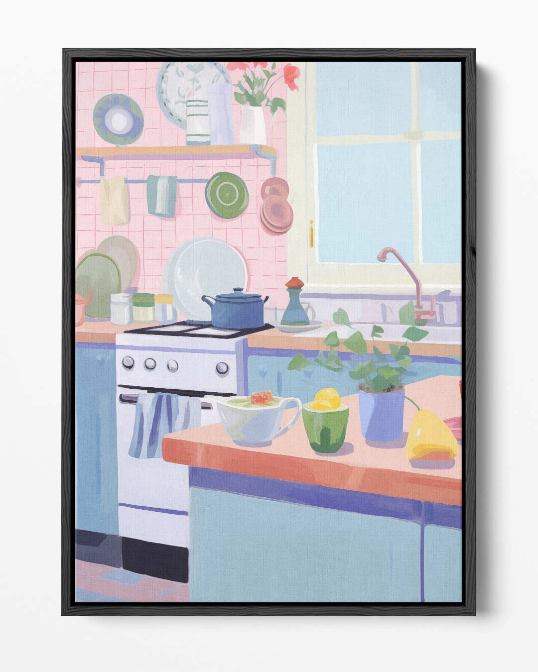 Kleurrijke Keukenidylle – portret kunstwerk als wanddecoratie