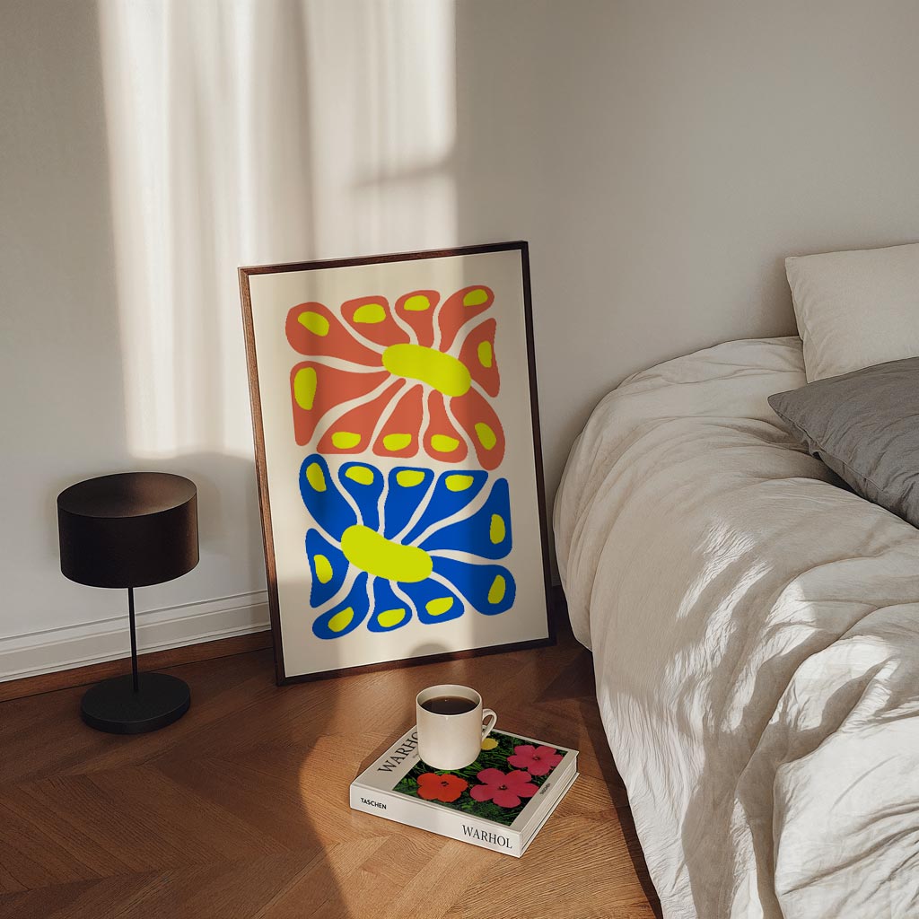 Kleurrijke Bloemen Abstractie – staande Popart wanddecoratie van WallArtistic