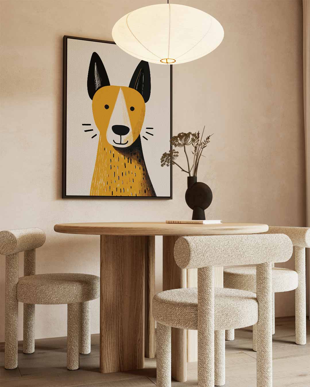 Vrolijke Hond Illustratie – staand kunstwerk voor modern interieur