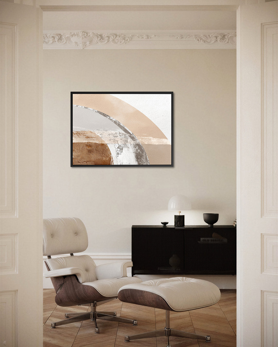 Organische vormen compositie – Beige – liggende wanddecoratie