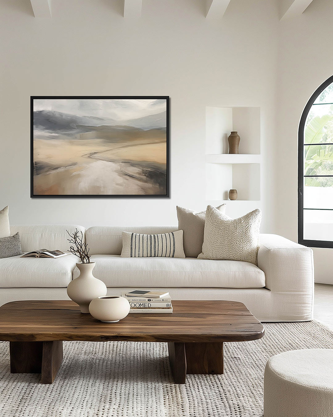 Landschap in neutrale tinten – Lijnen – wanddecoratie in interieur