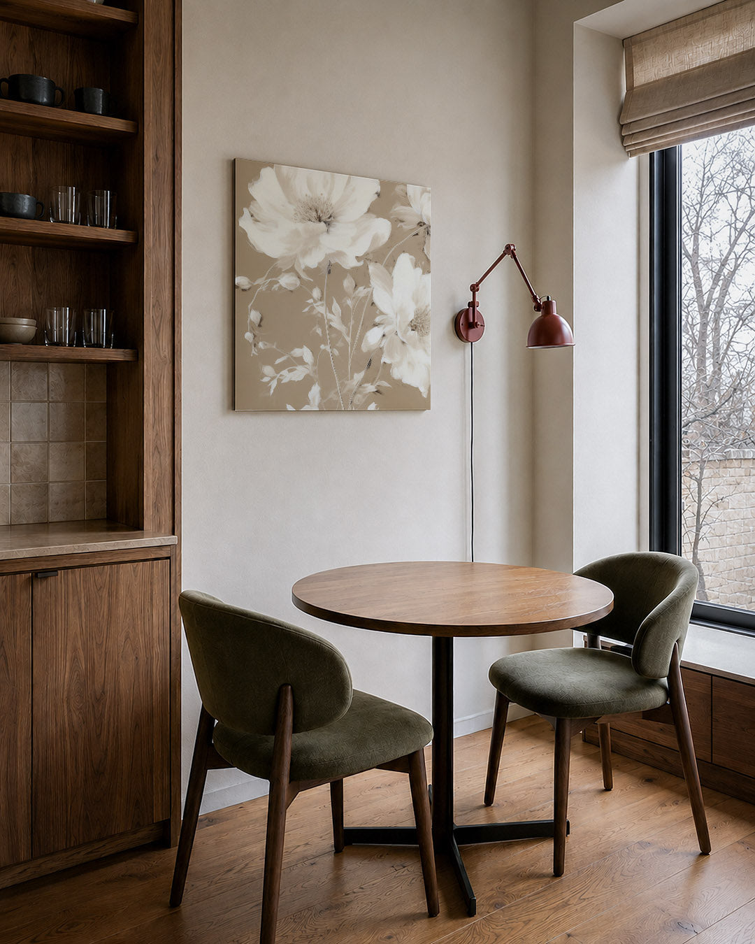 Bloemrijke elegantie kunstwerk – derde productweergave – dit kunstwerk toont delicate bloemen in zachte tinten, met vloeiende