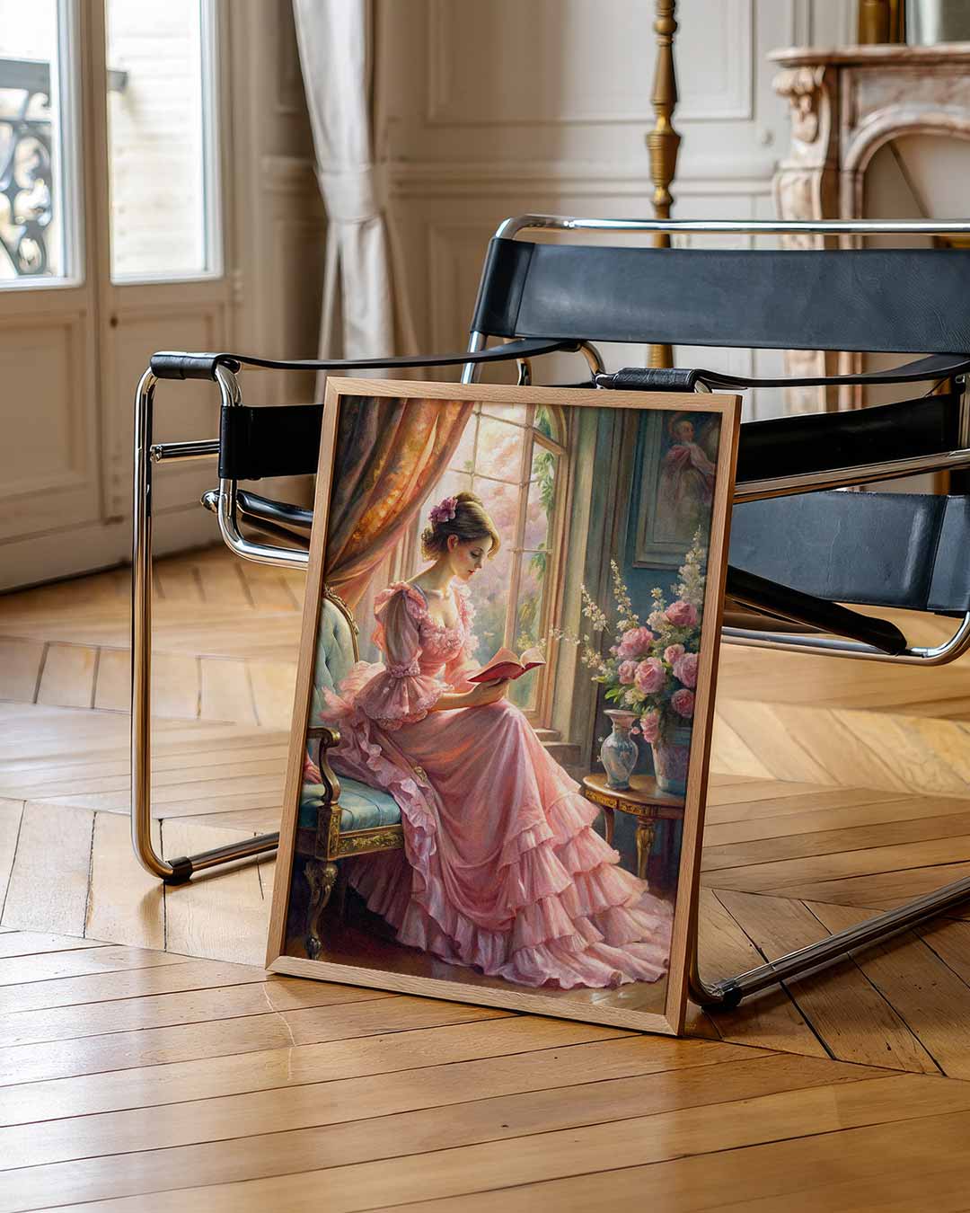 Romantische Lezende Dame – staande muurposter voor Pasen