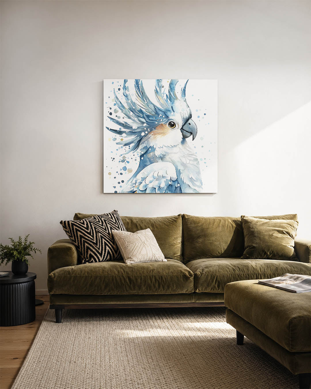 Vogelsilhouet met kleuren kunstwerk – sfeerbeeld – dit werk toont een vogel met dynamische lijnen en spatten van kleur