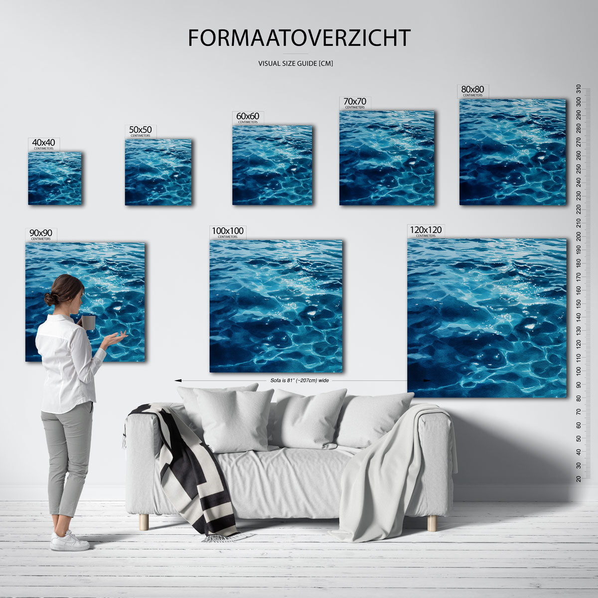 Blauwe wateroppervlak – vierkante jungle wanddecoratie van WallArtistic