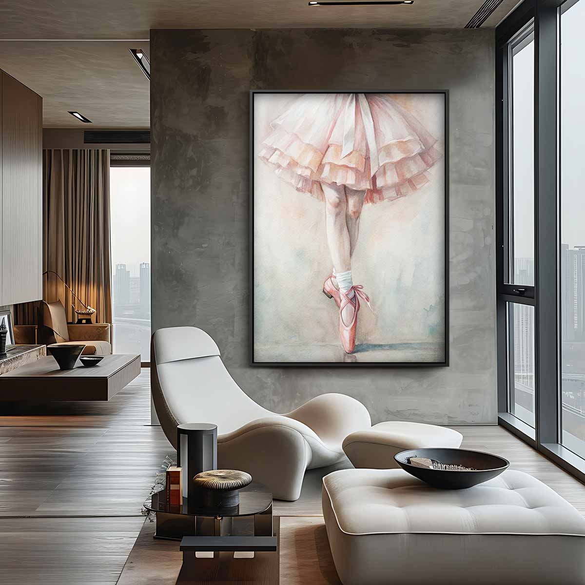 Balletdromen in Pastel – staand kunstwerk voor modern interieur