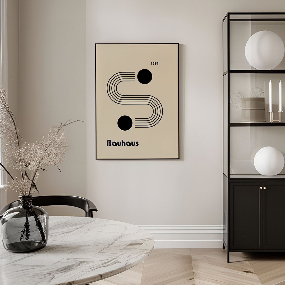 Lijnen en cirkels – geometrische Bauhaus poster in staand formaat