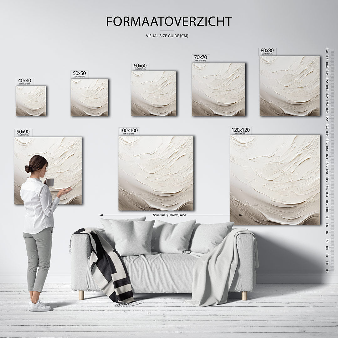 Organische texturen kunstwerk – materiaalweergave – dit kunstwerk toont vloeiende, golvende lijnen in zachte beige tinten. De