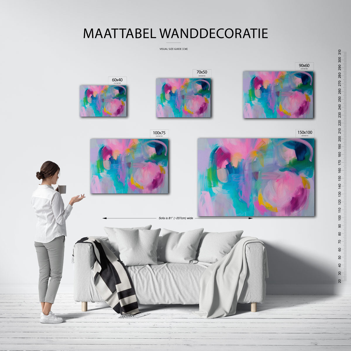 Kleurrijke vormen – Abstract kunstwerk – moderne liggende wandkunst